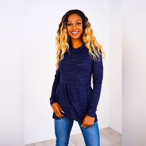 Latched mama petal front nursing pullover heathered navy size medium
